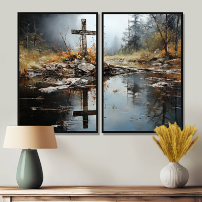 Croix religieuse, reflet divin II - art mural traditionnel