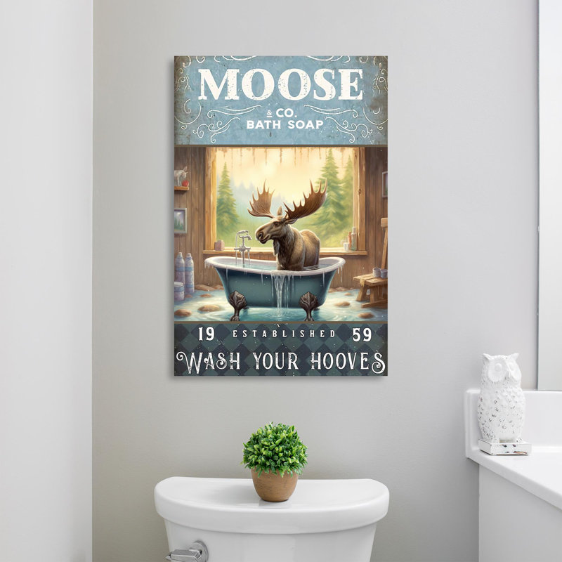 Moose Bath Soap 1 - 1 pièce, impression sur toile tendue, H 20 po x l 16 po x P 1,25 po