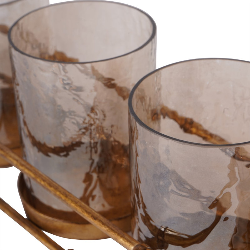 Iron Tabletop Hurricane, 5, 13.5 cm H x 57 cm W x 13.5 cm D