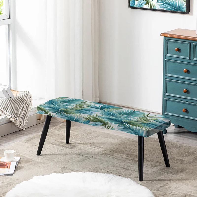 Motif tropical bleu azur et vert - Banc rembourré noir Tropical