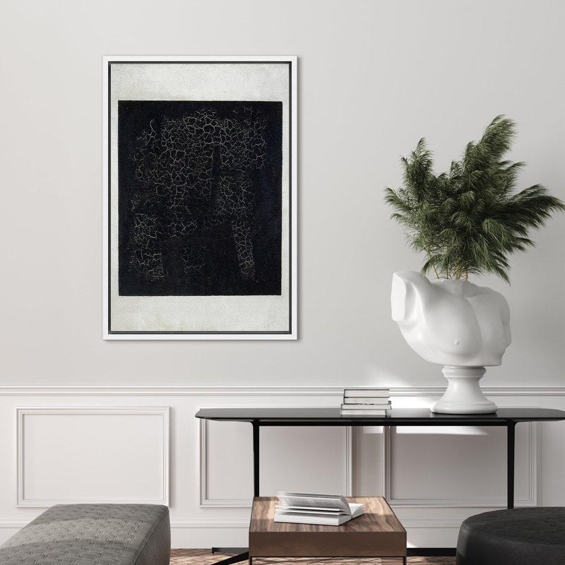 Paysage minimaliste texturé noir abstrait sur, H 24 po x l 16 po, Blanc