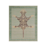 Rug & Kilim’S Classic Pictorial Tiger Rug In Green Distressed