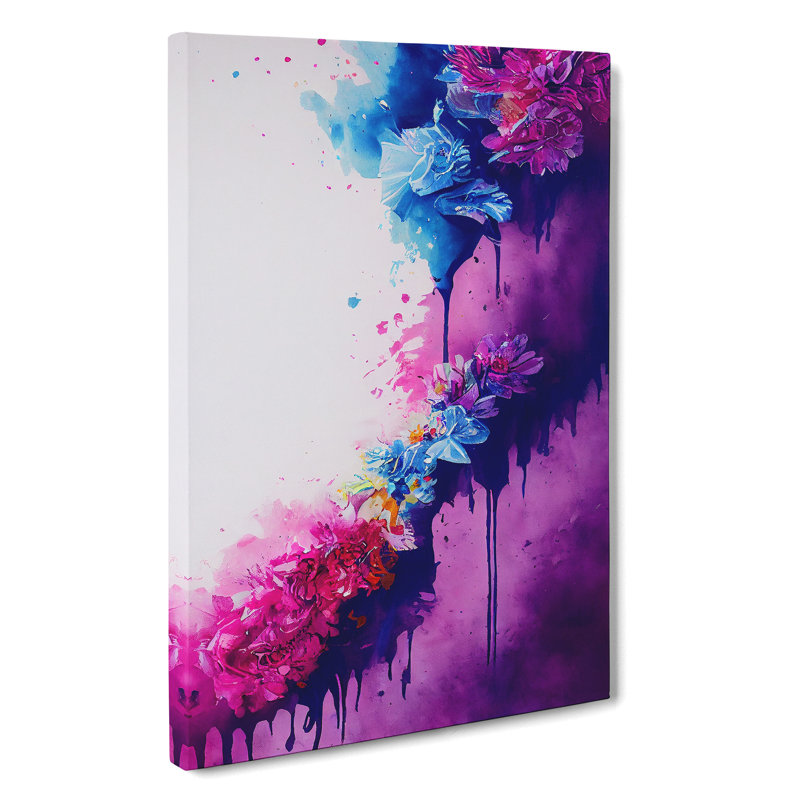 Flowers Dripping Paint No.4 Abstract - Wrapped Canvas, 50cm H x 35cm W
