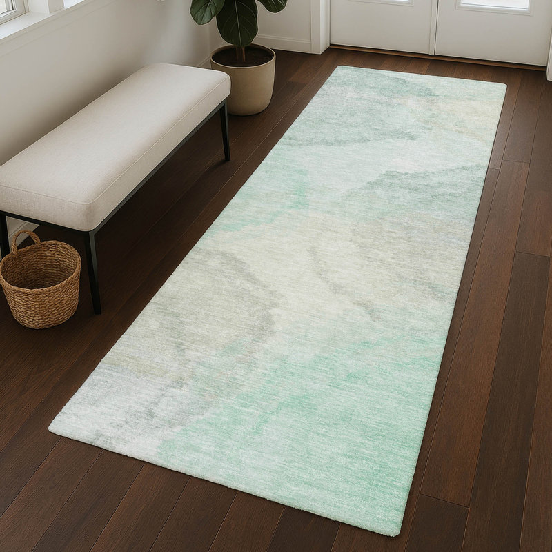 Machine Washable Indoor/Outdoor Chantille ACN2443 Casual Rug, Mint, 2'3" x 7'6" Runner