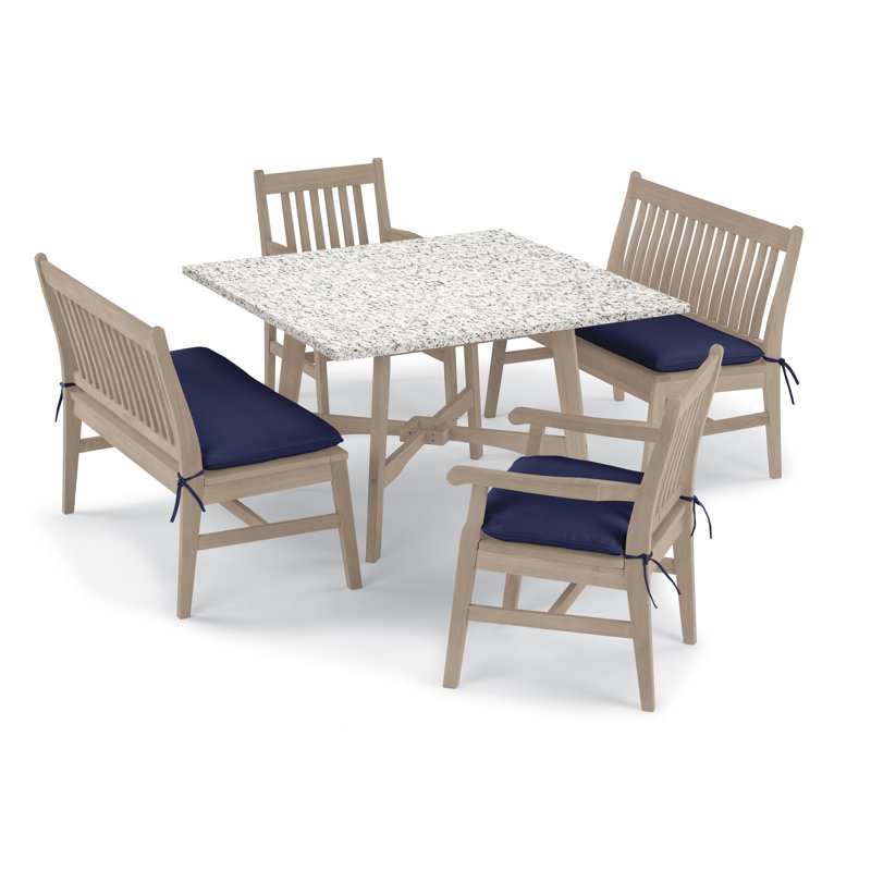 Ensemble repas 5 pièces avec coussins Natural Hammond, Bleu marine