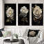«Retro White Rose Portrait On Black», 3 pièces-1963084624-1963084627