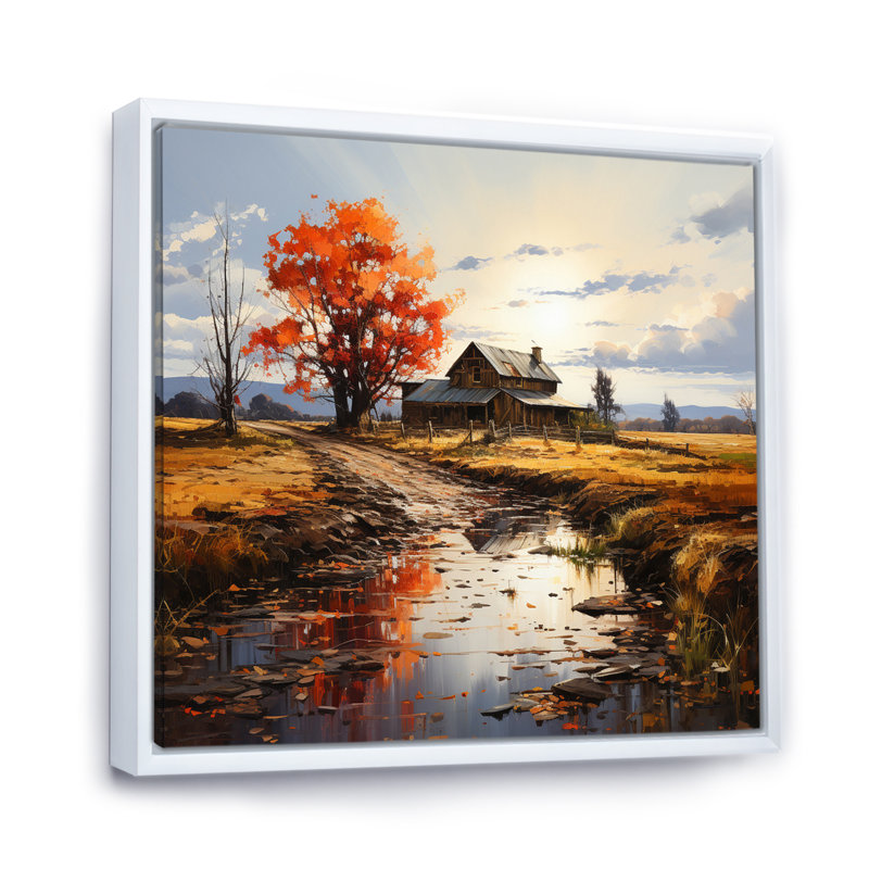 Barns Autumn Horizons I sur impression sur toile, H 16 po x l 16 po x P 1 po, Cadre flottant blanc