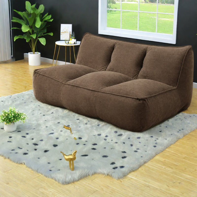 Canapés de compression, pouf en velours côtelé de 135 cm, style moderne et compact pour la maison, Brown