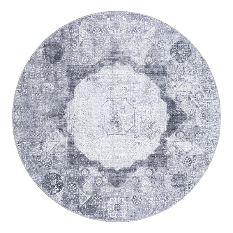 Floral Indoor Rug, Round 6'