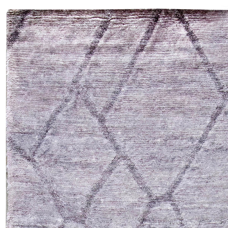 Tapis gris en soie fabriqué à la main Modern