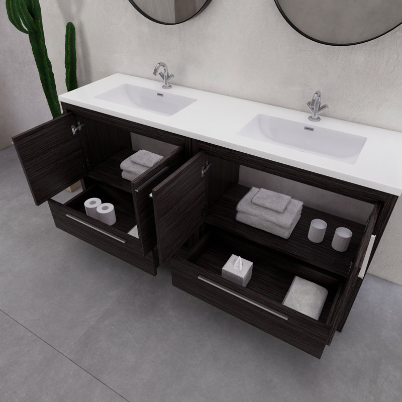 Ensemble de meuble-lavabo double 72 po Eden, Gris foncé