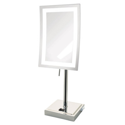 6.5" x 9" Lighted Tabletop Magnified Makeup Mirror, Plug In