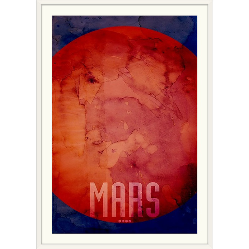 «The Planet Mars» par Francy, impression, H 26 po x l 20 po x P 1 po, Cadre blanc