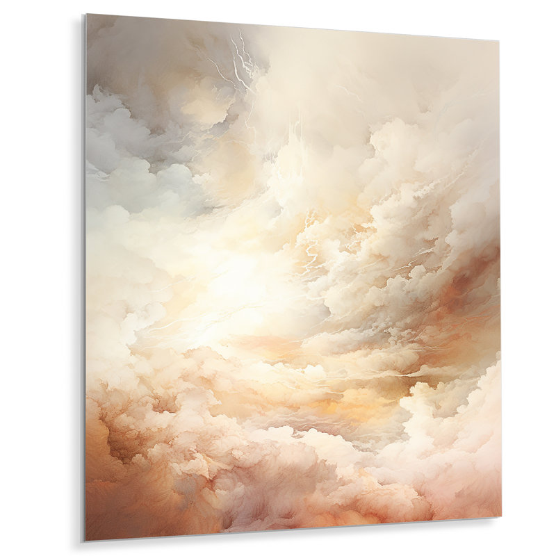 «Beige Cloud Minimal Expression» sur métal, H 32 po x l 16 po x P 1 po