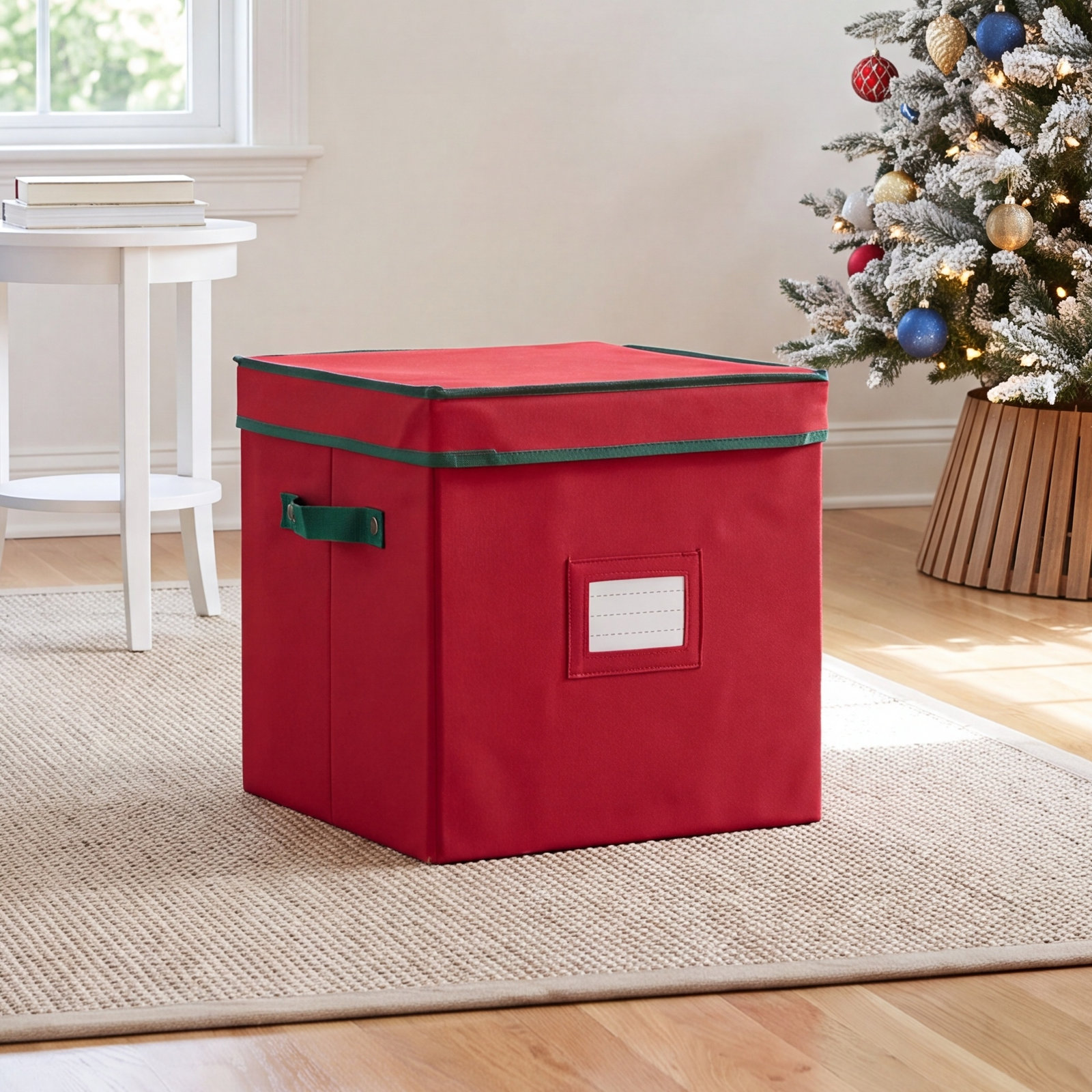 64-Compartment Ornament Storage Box, Red
