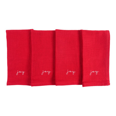 Serviettes Delevan, broderie rouge des fêtes Monaco