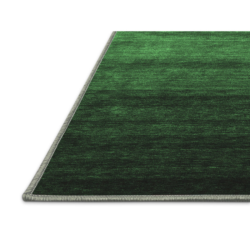 Tapis contemporains vert émeraude lavable à la machine 1784, Rectangle 8 pi x 10 pi