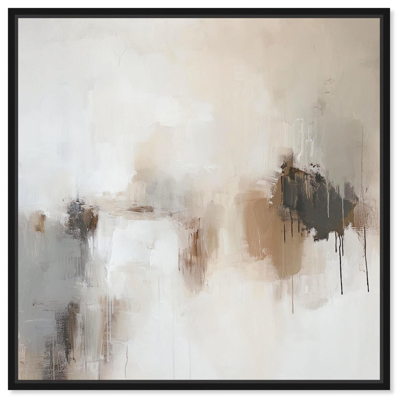 Abstrait neutre sur toile Windswept Reverie II par Art Remedy, Cadre flottant noir, H 31 po x l 31 po x P 1,8 po