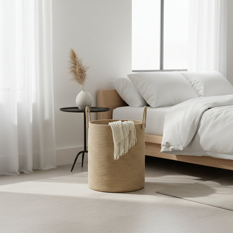 Panier à linge 58 po en jute avec poignées