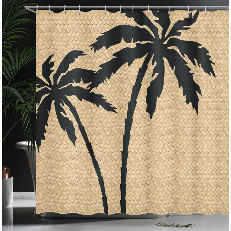 Ensemble de rideau de douche tropical + crochets, H 70 po x l 69 po