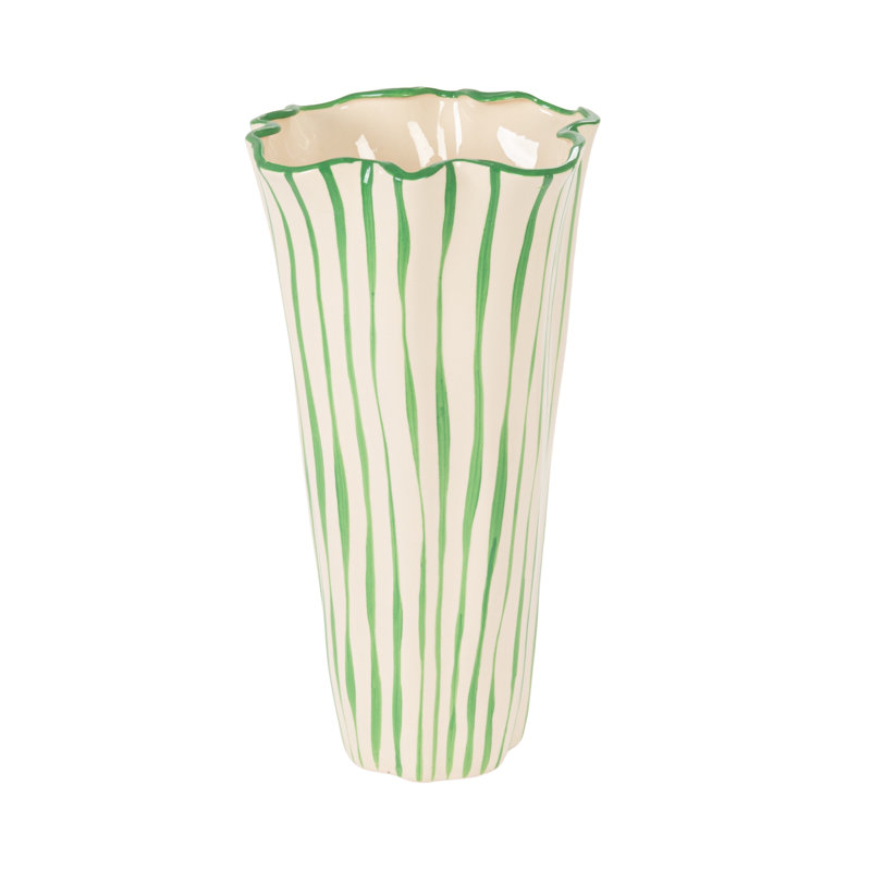 Vase rayé en grès festonné