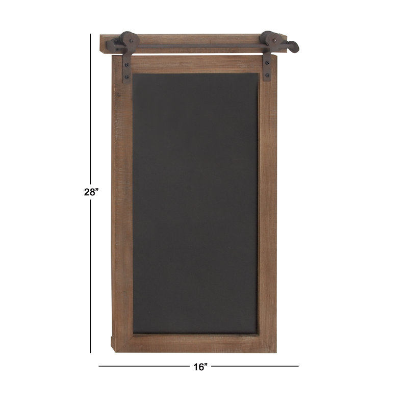 Brown Wood and Metal Chalkboard Sign with Barn Door Top