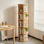 Bibliothèque rotative à 5 niveaux, grande bibliothèque ronde sur pied avec une rotation de 360 °, étagère de rangement en bois pour la chambre à coucher, le salon, le bureau personnel, naturel.