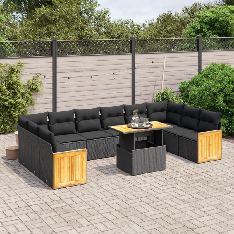  Garden Sofa Set Black