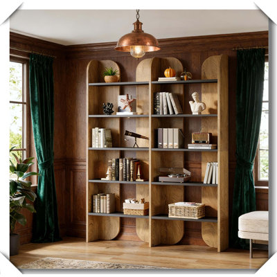 Modern 5-Tier Display Shelves Spacious Hassle-Free Bookcase