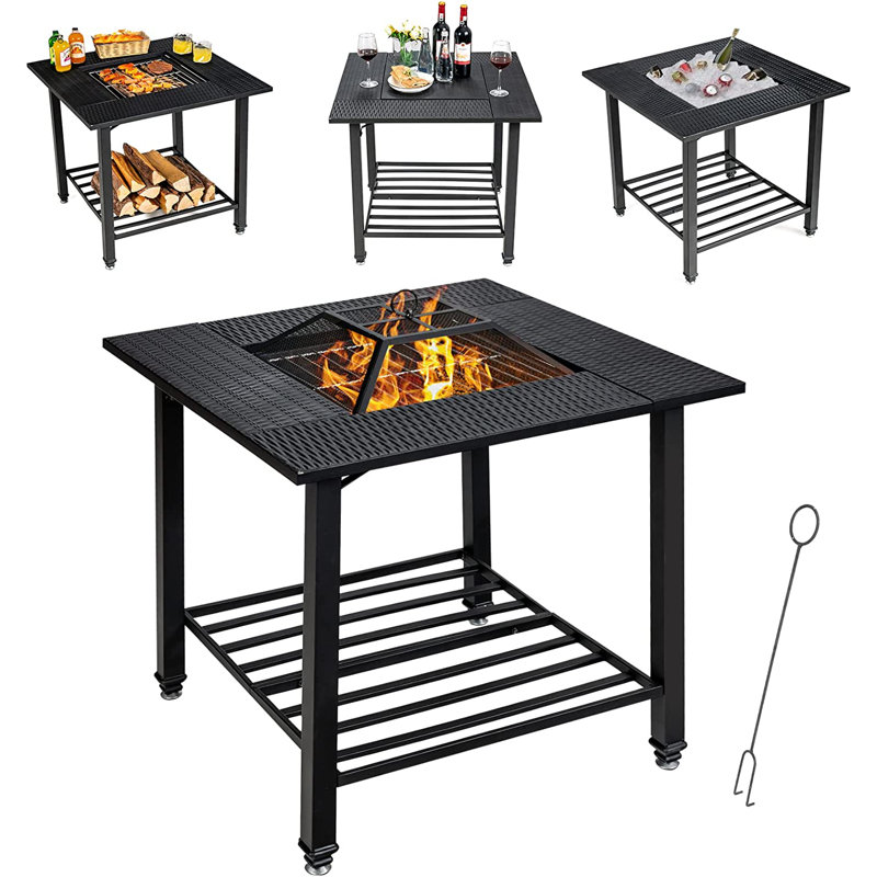 Fontanne Square Iron Smokeless Fire Pit Table
