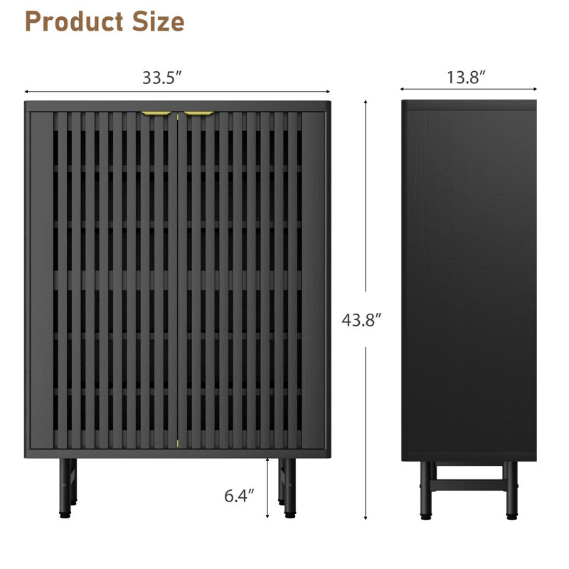 Modern 2-Door Shoe Cabinet with Slatted Doors, 6-Tier Entryway Shoe Storage Organizer, Freestanding Shoe Rack Cabinet for Hallway, Living Room