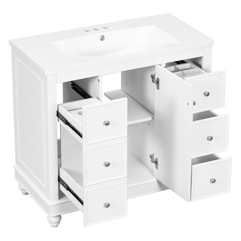 Meuble-lavabo contemporain avec rangement spacieux et design moderne, Blanc
