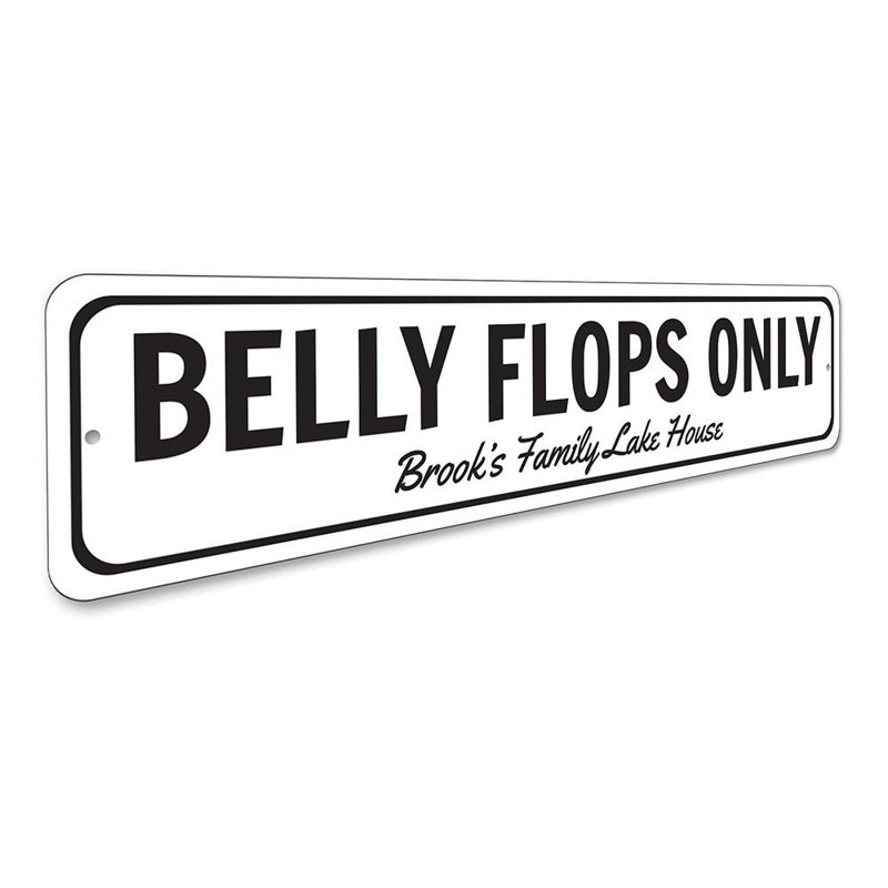 Enseigne Belly Flops Only, H 4 po x l 18 po x P 0,04 po