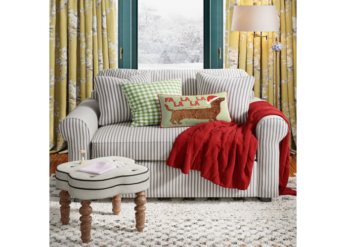 christmas blankets and pillow on seat