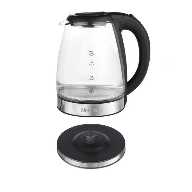 Bouilloire en verre illuminée 1000W, Noir