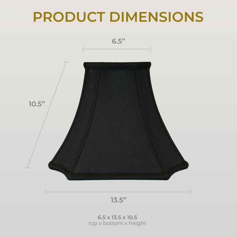 Royal Designs, Inc. BSO-714-14BLK / GL-2, abat-jour de base en forme de cloche d'angle inversée carrée, 6,5 x 13,5 x 10,5, noir avec or, paquet de 2