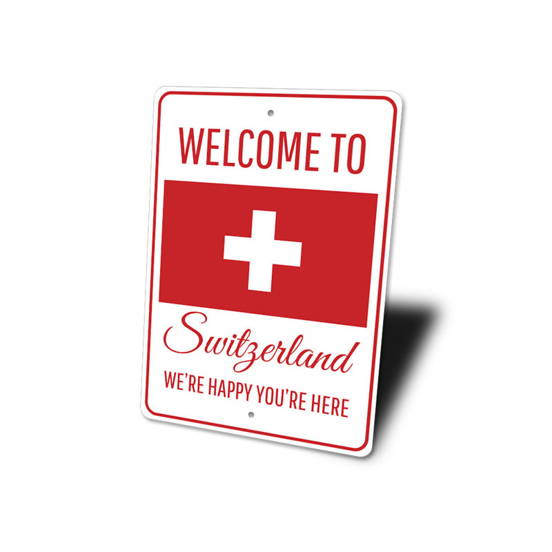 Panneau de bienvenue en aluminium Suisse, H 14 po x l 10 po x P 0,04 po