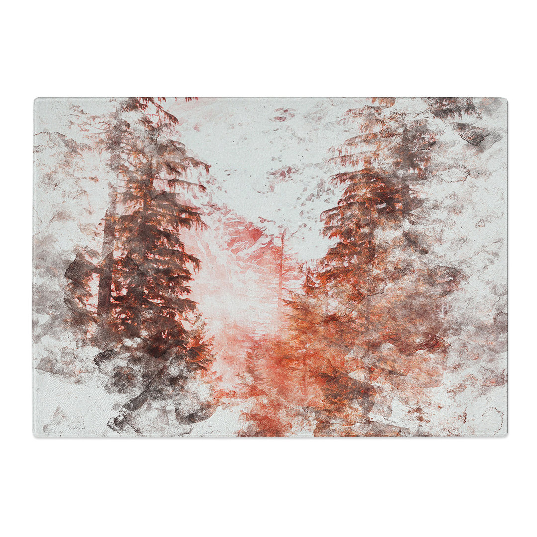 Tempered Glass Mountain Through the Forest Chopping Board