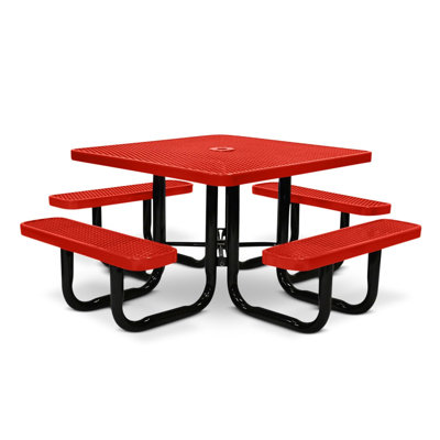 46In Square Picnic Table, Expanded, Red