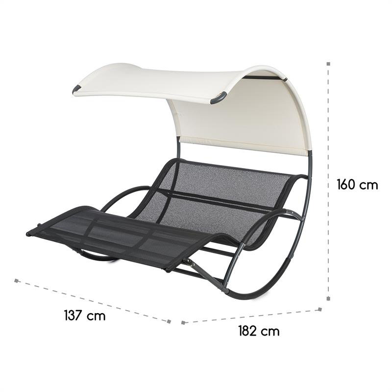 182cm Long Reclining Schwingliege, Black