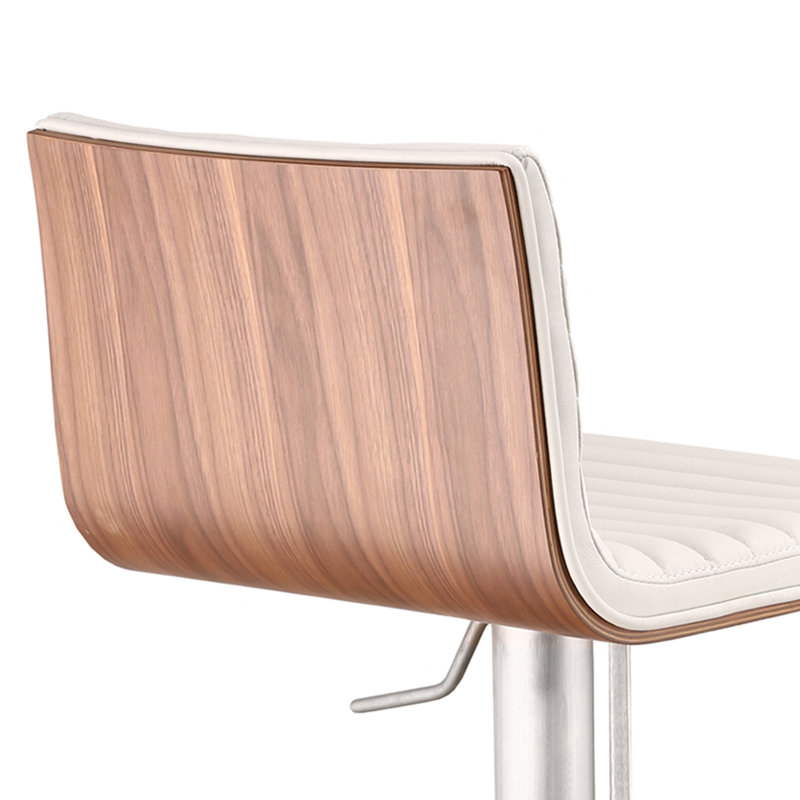 Tabouret de bar Framlingham Cafa, Acier inoxydable brossé, Blanc