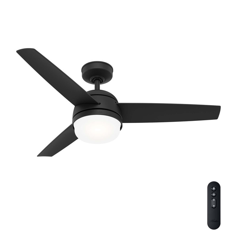 48" Midtown 3 - Blade Standard Ceiling Fan with Remote Control and Light Kit Included, Matte Black