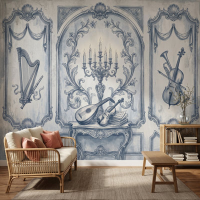 Adhésif mural bleu Toile