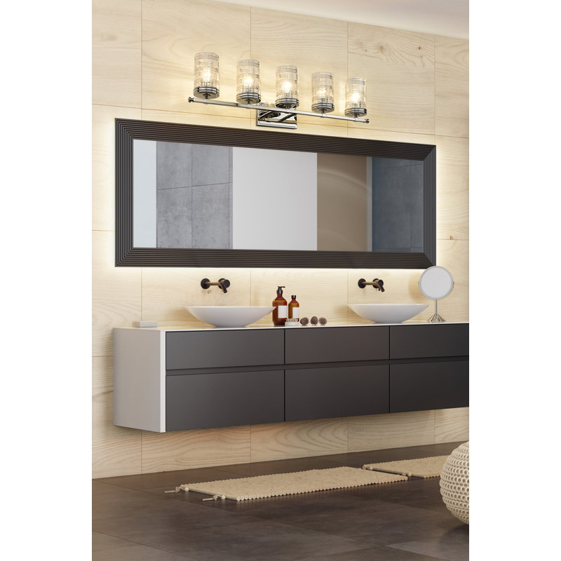 Meuble-lavabo 5 lumières Archer, Nickel poli