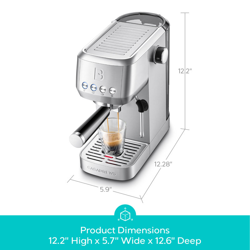 Machine à cappuccino à espresso 20 bars avec mousseur à lait CASABREWS 3700E, Argent argent