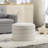 Velvet Fabric Storage Round Ottoman Footstool With Wooden Shelving-200413698