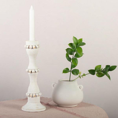 Pilier de table en bois avec bougie incluse