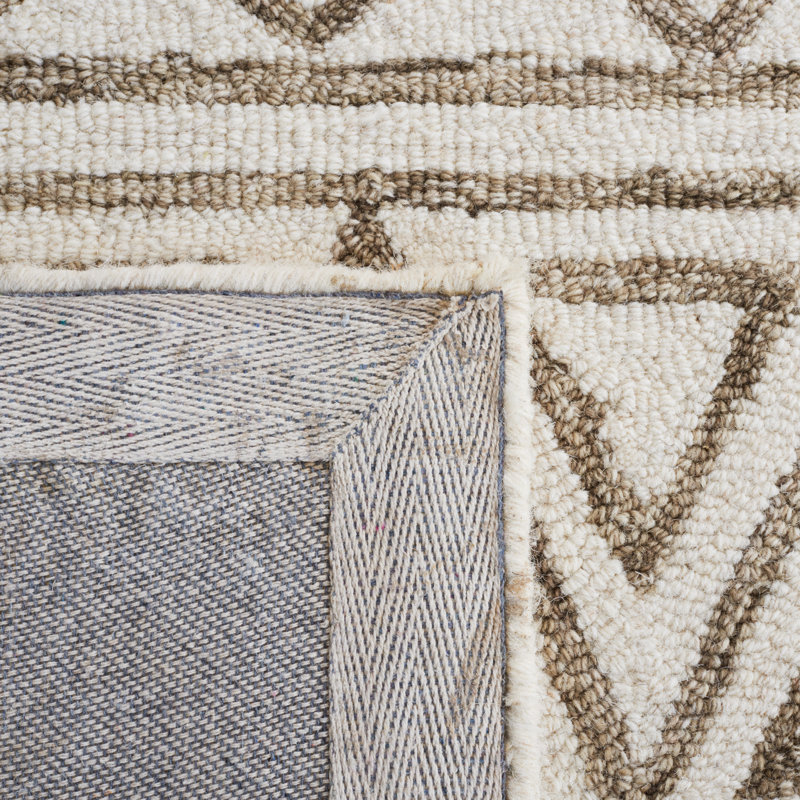 Metro Hand Tufted Wool/Cotton/Latex Geometric Rug in Ivory/Sage, Rectangle 5' x 8'
