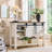 Entryway Table with Sliding Arch Doors, 46" Rustic Console Table with Adjustable Shelf-1393651849
