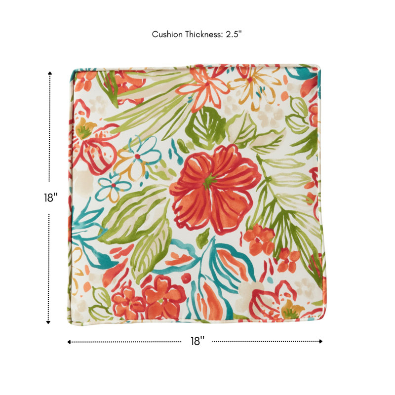 Sunbrella Outdoor Dining Chair Seat Pad, Breeze Floral